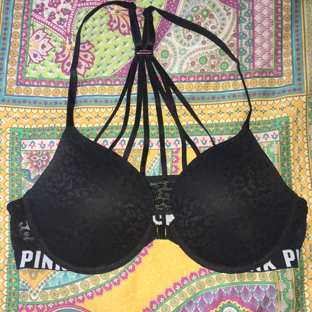 Victoria Secret Pink, black cheetah lace frontclip